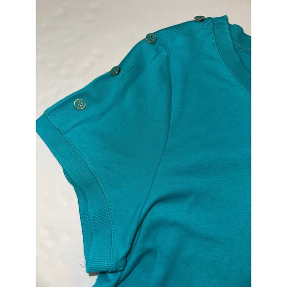 Talbots Women's Plus Size 2Xp Top Stretch Weekend Tee Button Accent Teal - Picture 5 of 6